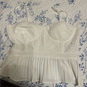White Lace Bustier Crop Top